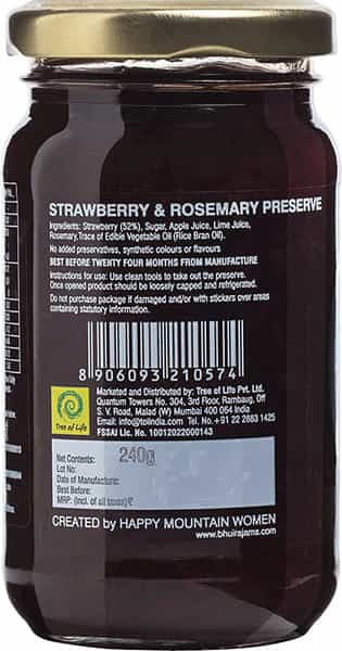 Bhuira Strawberry & Rosemary Black Cherry Bitter Orange Marmalade Apple And Cinnamon Jelly|240Gx 4