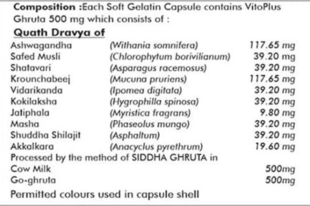 Grazing Meadows Vitoplus 30 Capsules Ayurvedic Herbal Formulation For Men (Pack Of 5)
