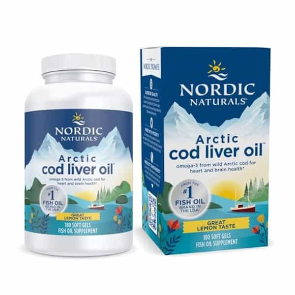 Nordic Naturals Arctic Cod Liver Oil 750 Mg Omega 3 Fish Oil Epa & Dha Supplement 180 Softgels