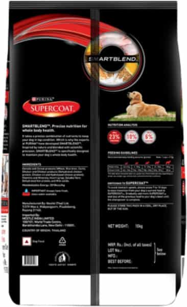 Purina Supercoat Adult Dry Dog Food | Chicken- 10Kg Pack