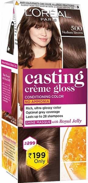 L'oreal Paris Casting Crme Gloss Small Pack Hair Color 500 Medium Brown - 45G