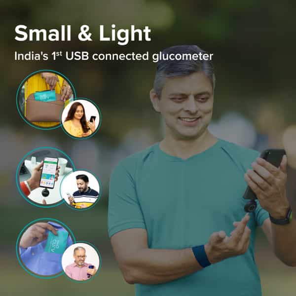 Beato Curv Smartphone Connected Glucometer | Sugar Testing Machine | Free 10 Strips & 10 Lancets