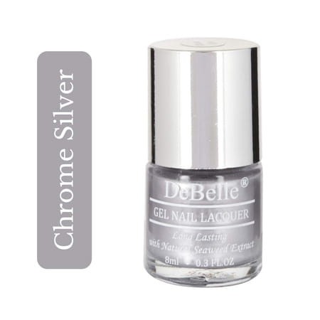 Debelle Combo Of Nail Polish Chrome Silver(8ml) & Lime Lush Nail Polish Remover Wipes (30 Pads)