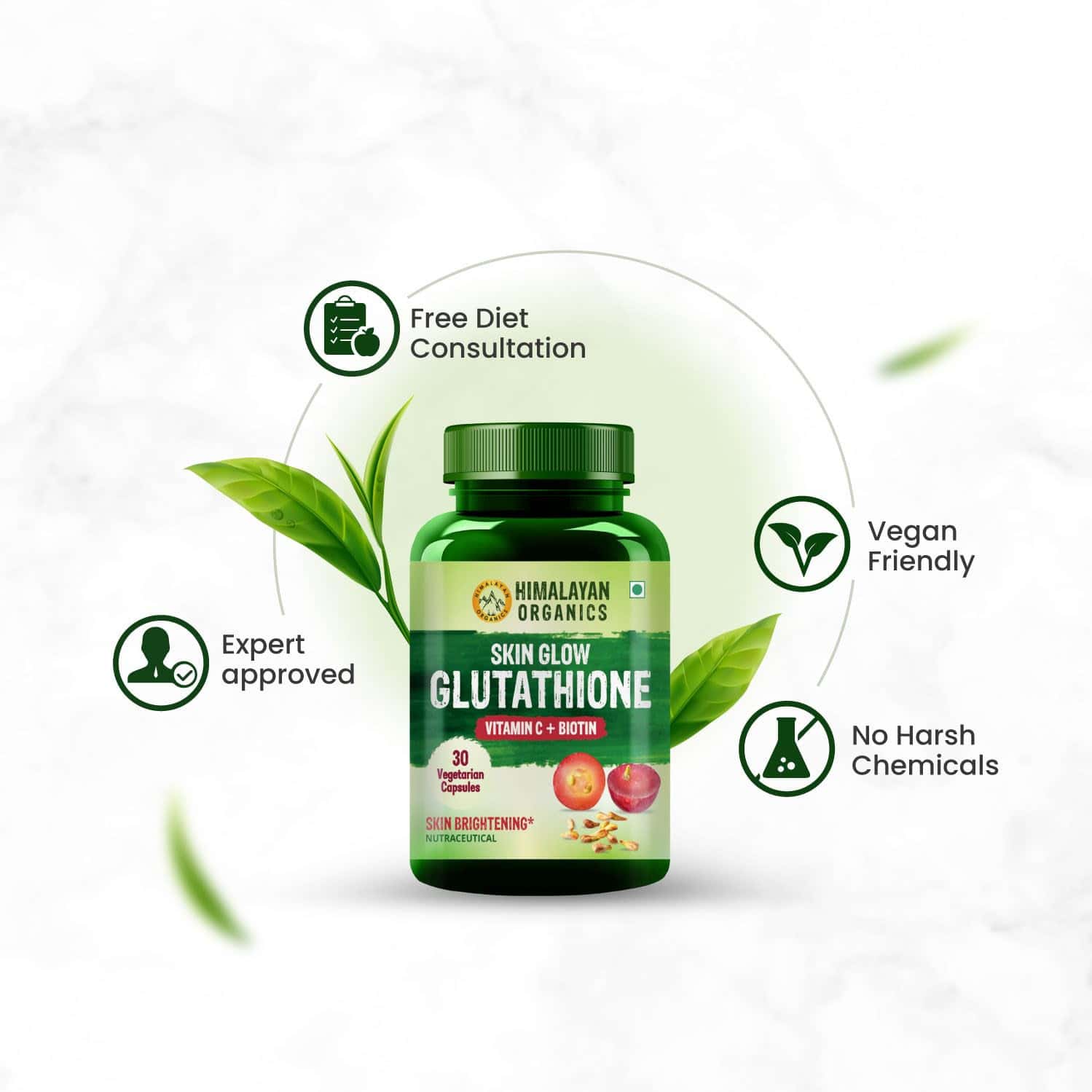Buy HIMALAYAN ORGANICS SKIN GLOW GLUTATHIONE | VITAMIN C + BIOTIN | BOTTLE