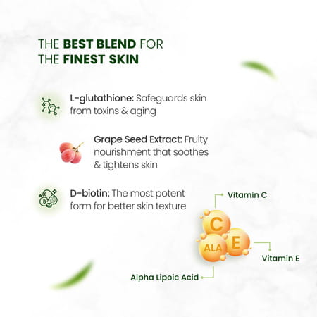 Himalayan Organics Skin Glow Glutathione | Vitamin C + Biotin | Bottle | 30 Veg Capsules