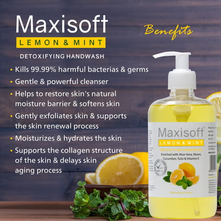 Maxisoft Detoxifying Hand Wash | Lemon & Mint | 500 Ml | Pack Of 4