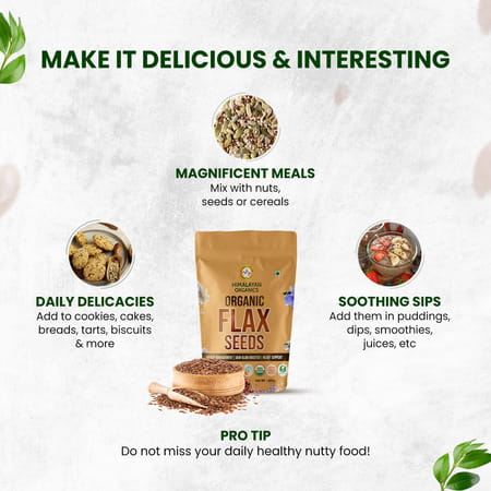 Himalayan Organics Certified Organic Flax Seeds - Enriched With Omega 3 & Zinc