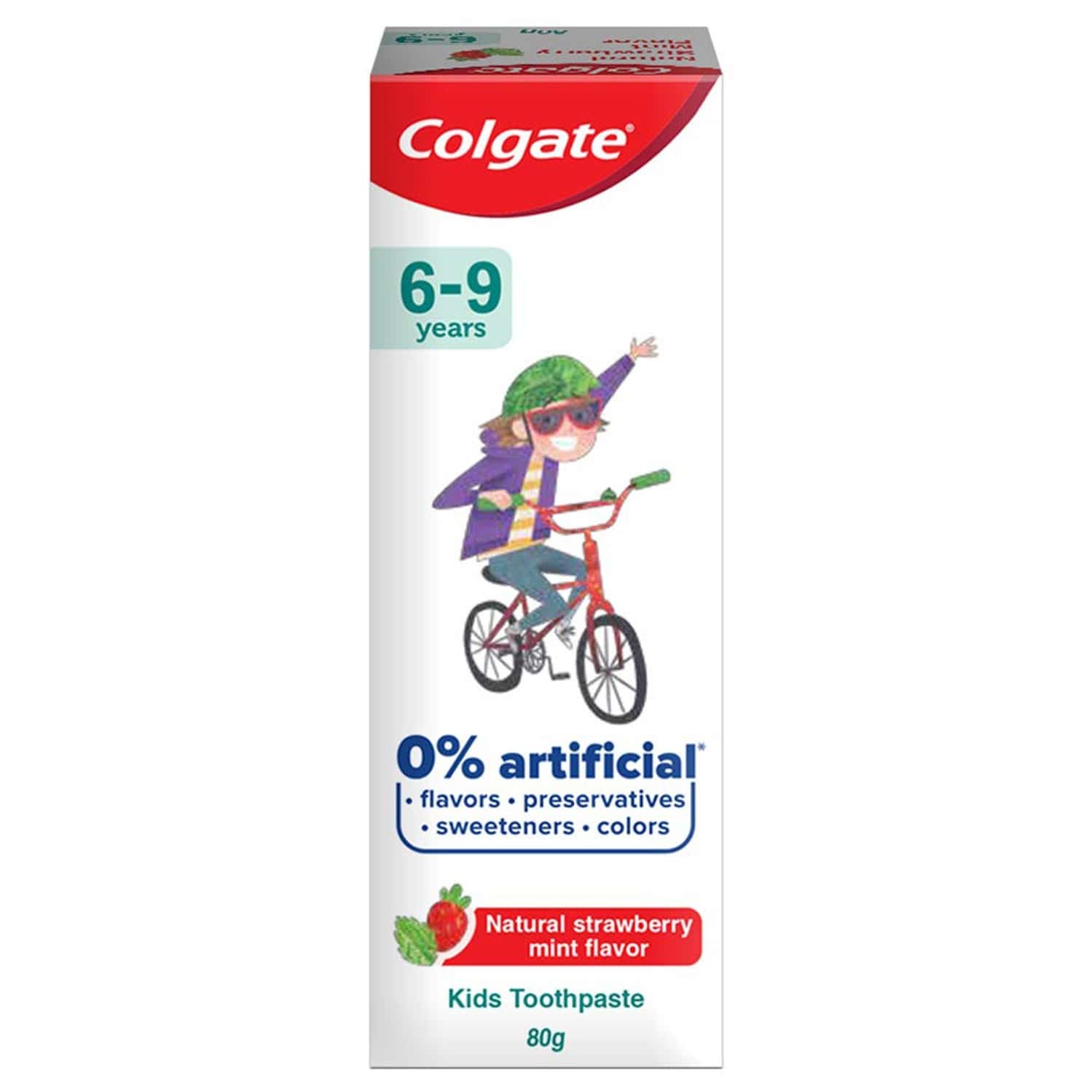 Colgate Toothpaste For Kids (6-9 Years) Natural Strawberry Mint Flavour 0% Artificial - 80g Tube