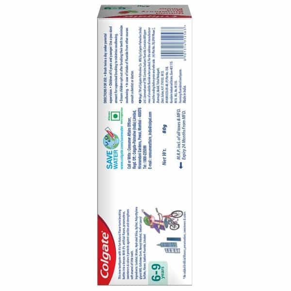 Colgate Toothpaste For Kids (6-9 Years) Natural Strawberry Mint Flavour 0% Artificial - 80G Tube