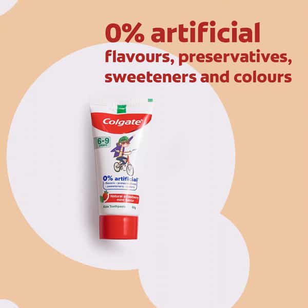 Colgate Toothpaste For Kids (6-9 Years) Natural Strawberry Mint Flavour 0% Artificial - 80G Tube