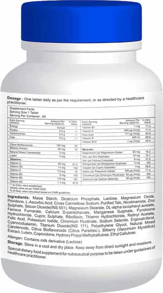 Healthvit Eyevitan Eye Care Vitamin Tablets (Bilberry Lutein & Zeaxanthin) Bottle Of 60