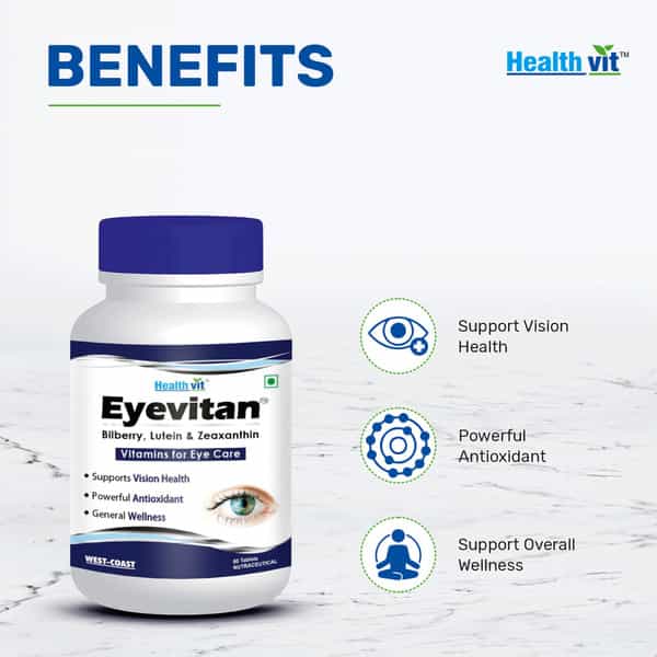 Healthvit Eyevitan Eye Care Vitamin Tablets (Bilberry Lutein & Zeaxanthin) Bottle Of 60