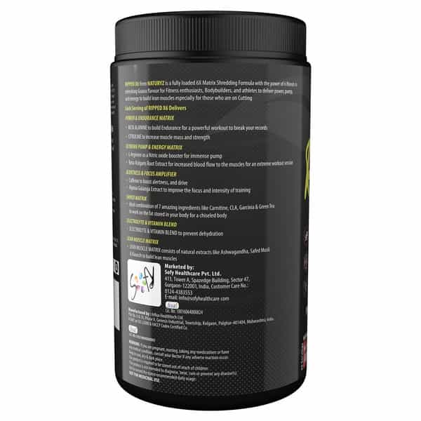 Naturyz Ripped X6 Pre Workout Supplement With 24 Nutrients For Extreme Pump | Endurance (400 Grams)