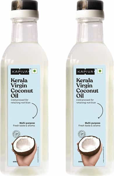 Kapiva Virgin Cold-Pressed Coconut Oil|100% Pure | Organic & Edible (500Ml) - Super Saver Pack Of 2