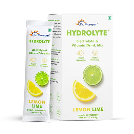 Dr. Morepen Hydrolyte Electrolyte & Vitamin Drink Mix | Lemon Lime - 8.8g X 10 Sachets