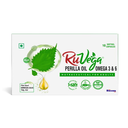 Rusan Ruvega Perilla Oil | Omega 3 & 6 | Strip | 10 Softgel Capsules