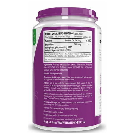 Healthyhey Nutrition Bromelain Digestive Enzyme- High Concentrate 60 Veg Caps
