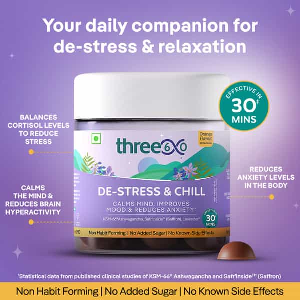 Three60 De-Stress & Chill: Reduces Anxiety In 30 Mins | Calms Mind & Improves Mood