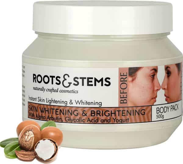 Roots & Stems Skin Whitening & Brightening Body Pack For Anti Pigmentation Dark Spot Reduction 500G