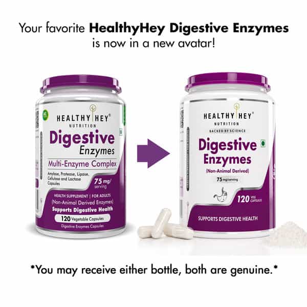 Healthyhey Digestive Enzyme - Multi-Enzyme Complex - 120 Veg. Capsules