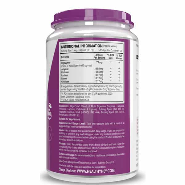 Healthyhey Digestive Enzyme - Multi-Enzyme Complex - 120 Veg. Capsules