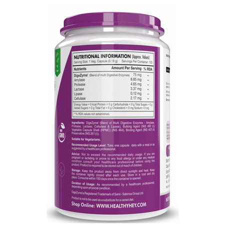 Healthyhey Digestive Enzyme - Multi-Enzyme Complex - 120 Veg. Capsules