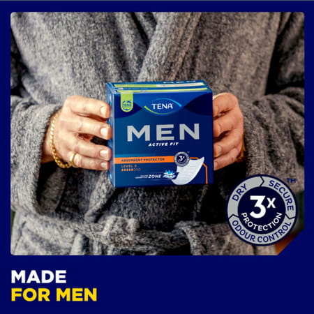 Tena Men Adult Fit Guard Style| Level3 Active Fit | Absorbent Protector Pad | Heavy Leakage - 16n