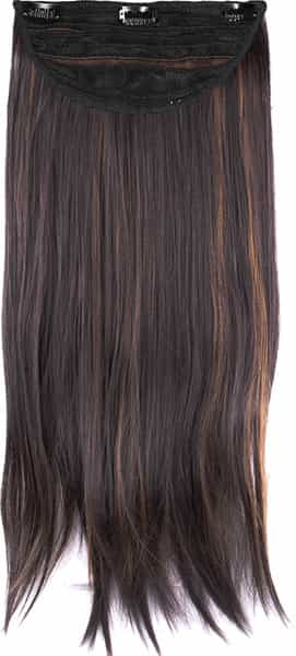 Streak Street Clip-In 24" Dark Brown Straight Hair Extensions With Golden Highlights