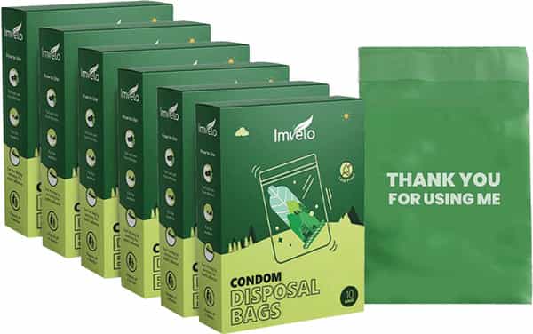 Imvelo Compostable Condom/Tampon Disposal Bags 6 Pack- (10 Bags Per Pack) Cleanliness And Hygiene