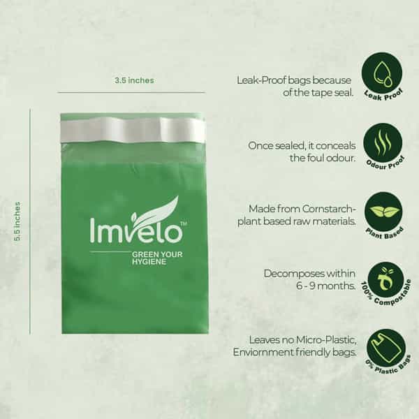Imvelo Compostable Condom/Tampon Disposal Bags 6 Pack- (10 Bags Per Pack) Cleanliness And Hygiene