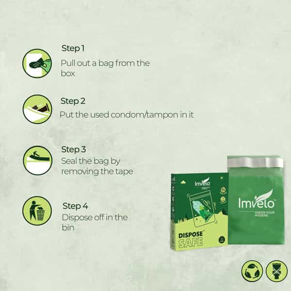 Imvelo Compostable Condom/Tampon Disposal Bags 6 Pack- (10 Bags Per Pack) Cleanliness And Hygiene