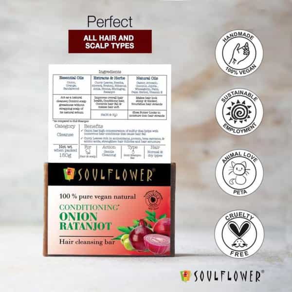 Soulflower Conditioning Onion Ratanjot Hair Cleansing Soap 150G