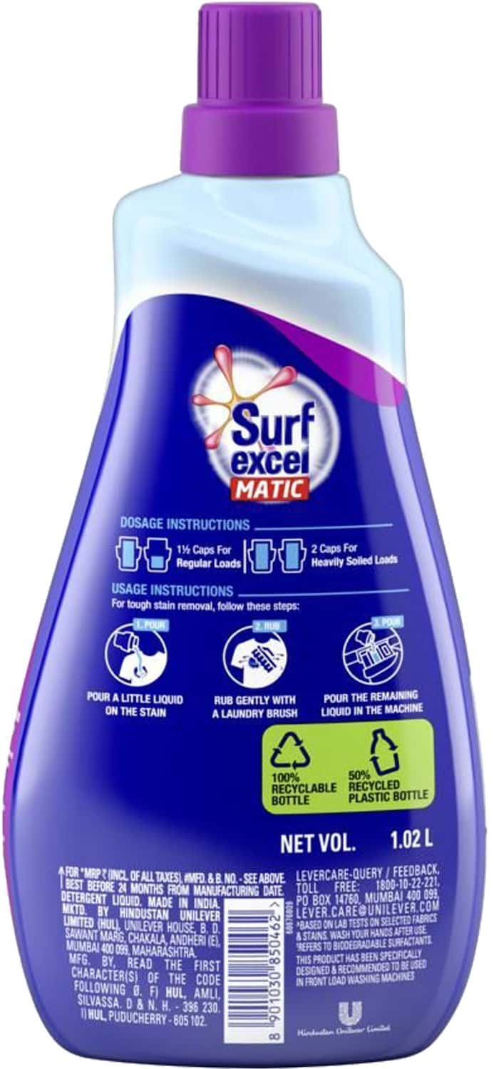 Buy SURF EXCEL QUICK WASH LIQUID DETERGENT 1 L Online & Get Upto 60 OFF at PharmEasy