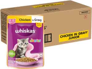 Whiskas Junior Kitten (2-12 Months) Wet Cat Food | Chicken In Gravy | 80 G (pack Of 56)