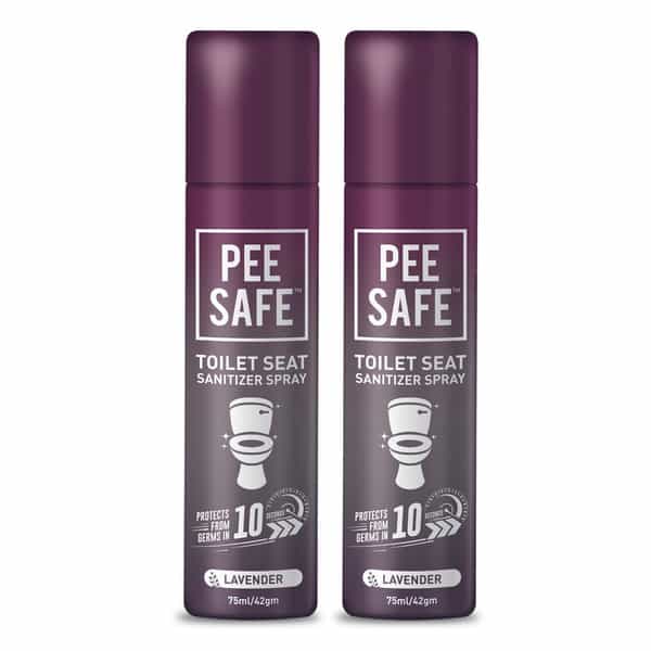 Peesafe Toilet Seat Sanitizer Spray (75Ml - 2 Packs) - Lavender|Kills 99.9% Germs & Travel Friendly