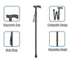Guardian Walking Stick For Patients | Unisex | Foldable | Aluminum | Black