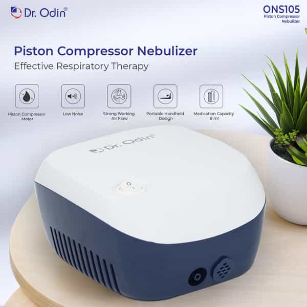 Dr. Odin Ons 105 Smart Portable Nebulizer Fpr Pediatric To Adult Use (White & Blue) 1 No's