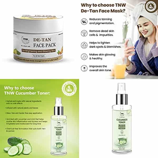 Tnw The Natural Wash De-Tan Face Pack & Cucumber Toner For Glowing & Refreshing Skin