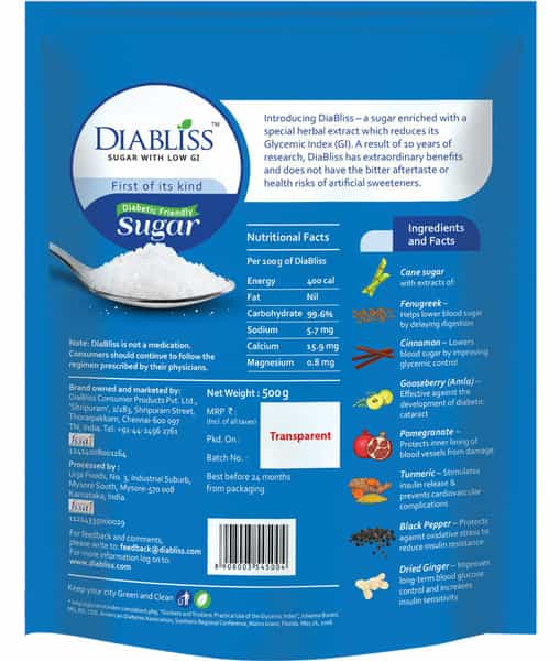 Diabliss Sugar Pouch 500 Gm