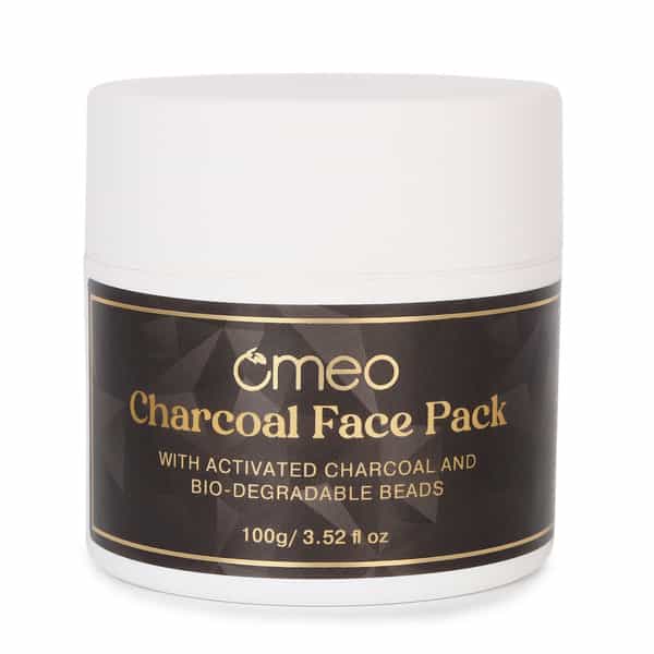 Omeo Charcoal Face Mask Pack With Activated Charcoal & Bio-Degradable Beads (100G)