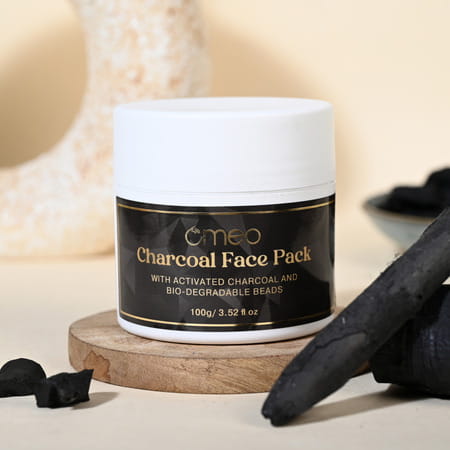 Omeo Charcoal Face Mask Pack With Activated Charcoal & Bio-Degradable Beads (100g)