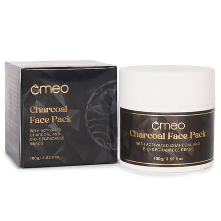 Omeo Charcoal Face Mask Pack With Activated Charcoal & Bio-Degradable Beads (100g)