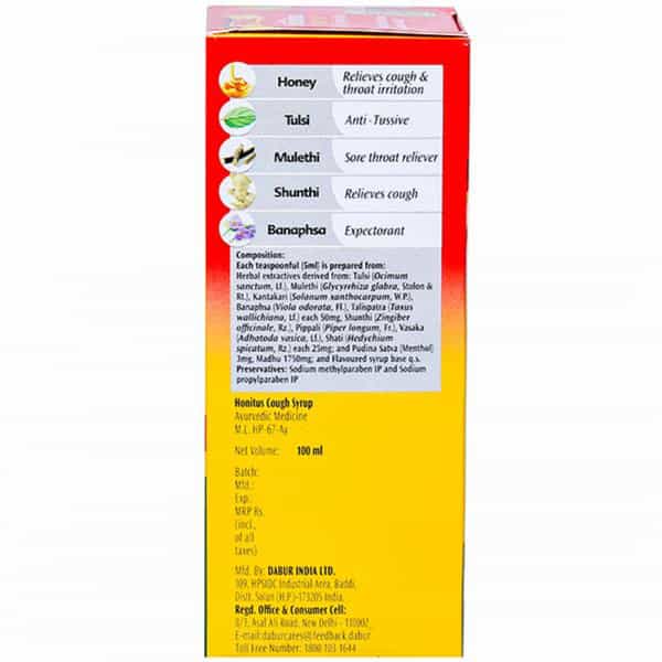 Dabur Honitus Herbal Cough Remedy 100Ml With 4G Hot Sip Sachet Free