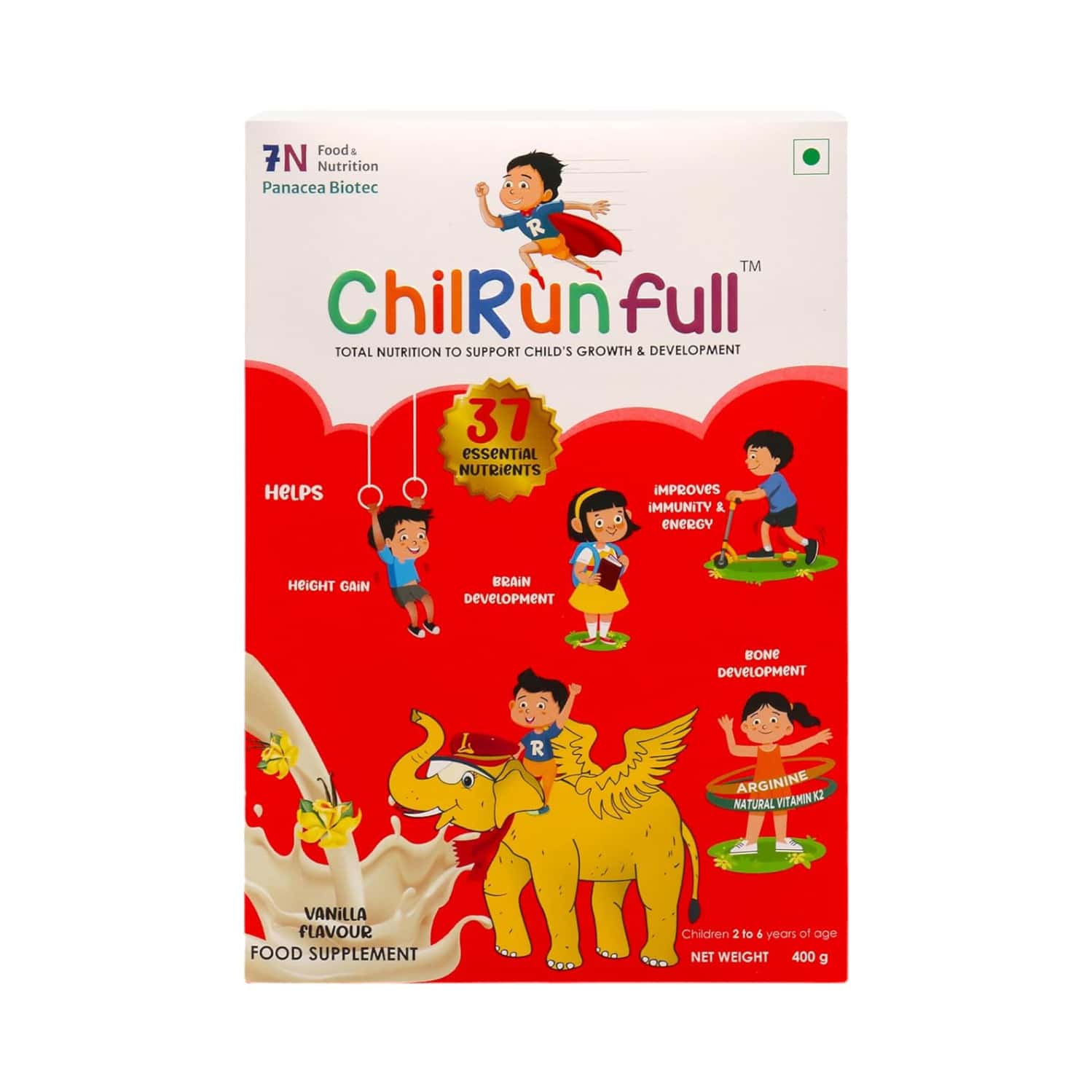 Chilrunfull Vanilla Flavour Total Nutrition To Support Childs Growth & Devlopment Jar Of 400gm