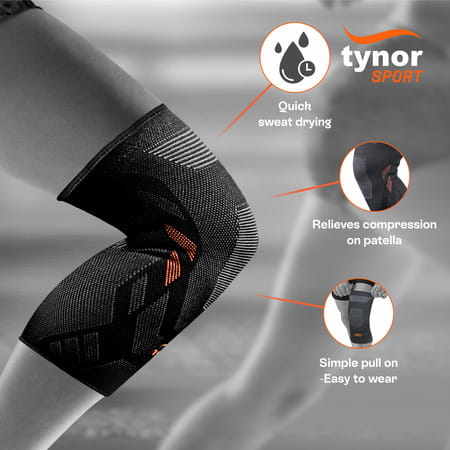 Tynor Knee Cap Air Pro Black & Orange Large Pack Of 2