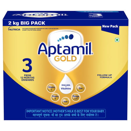 Aptamil Gold Infant Formula Milk Powder For Babies Stage 3 (12-18 Months) With Dha Box 2 Kg