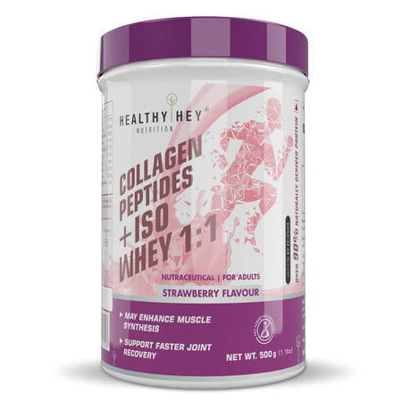 Healthyhey Nutrition Collagen Peptides With Iso Whey Protein 1:1 Strawberry 500g