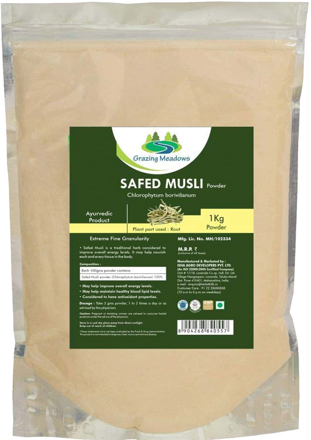 Grazing Meadows Safed Musli Powder - 1 Kg