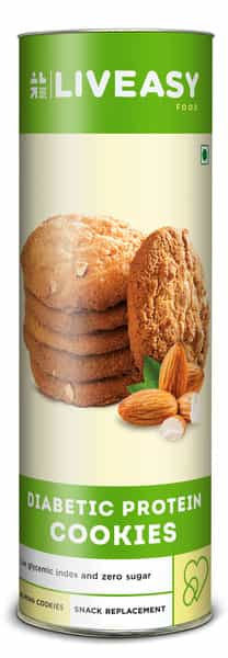 Liveasy Foods Diabetic Protein Cookies -Low Glycemic Index & Zero Sugar-Jar Of 200G