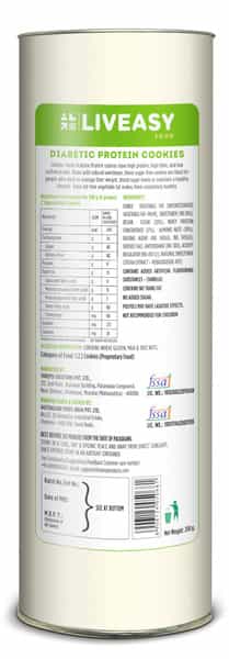 Liveasy Foods Diabetic Protein Cookies -Low Glycemic Index & Zero Sugar-Jar Of 200G